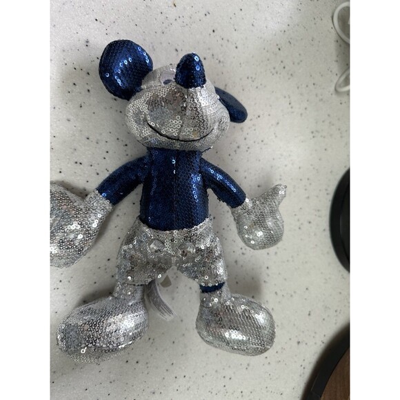 Mickey Mouse Blue Sequined Plush Disneyland Diamond 60th Disney Parks Exclusive - Picture 7 of 14